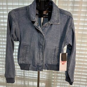Lightweight denim bomber jacket